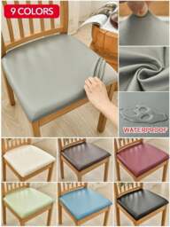 Rackhams Chair Cover Plain Light Green Stretch Seat Cover for Home Dinning Kitchen Washable Removable - thumbnail 6