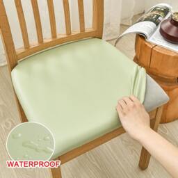Rackhams Chair Cover Plain Light Green Stretch Seat Cover for Home Dinning Kitchen Washable Removable - thumbnail 2