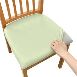 Rackhams Chair Cover Plain Light Green Stretch Seat Cover for Home Dinning Kitchen Washable Removable - thumbnail 1