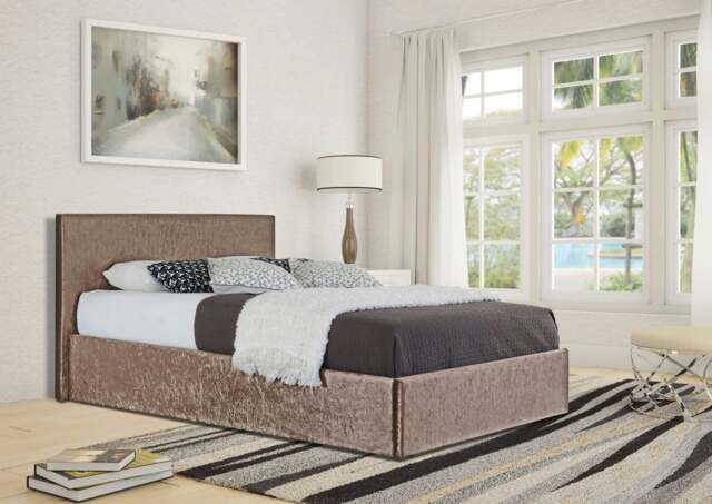 Rackhams Prado Crushed Velvet Ottoman Bed Frame - Truffle - 5ft