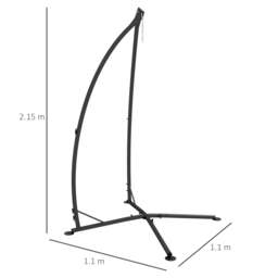 Rackhams Hammock Chair Stand, Hanging Heavy Duty Metal Frame Hammock Stand with Chain, for Hanging Hammock Air Porch Swing Chair, Egg Chair, Black - thumbnail 3