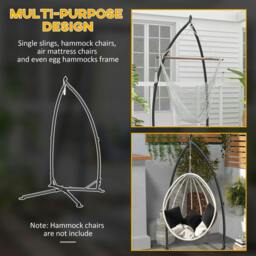 Rackhams Hammock Chair Stand, Hanging Heavy Duty Metal Frame Hammock Stand with Chain, for Hanging Hammock Air Porch Swing Chair, Egg Chair, Black - thumbnail 6