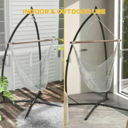 Rackhams Hammock Chair Stand, Hanging Heavy Duty Metal Frame Hammock Stand with Chain, for Hanging Hammock Air Porch Swing Chair, Egg Chair, Black - thumbnail 5