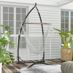 Rackhams Hammock Chair Stand, Hanging Heavy Duty Metal Frame Hammock Stand with Chain, for Hanging Hammock Air Porch Swing Chair, Egg Chair, Black - thumbnail 2