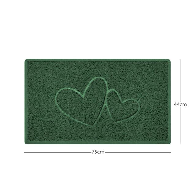 "Rackhams ""Double Heart"" Embossed Loofah Textured Spaghetti Doormat - Green - 75cm x 44cm - Yes (Suitable for Indoors)" - image 1