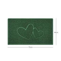 "Rackhams ""Double Heart"" Embossed Loofah Textured Spaghetti Doormat - Green - 75cm x 44cm - Yes (Suitable for Indoors)" - thumbnail 1