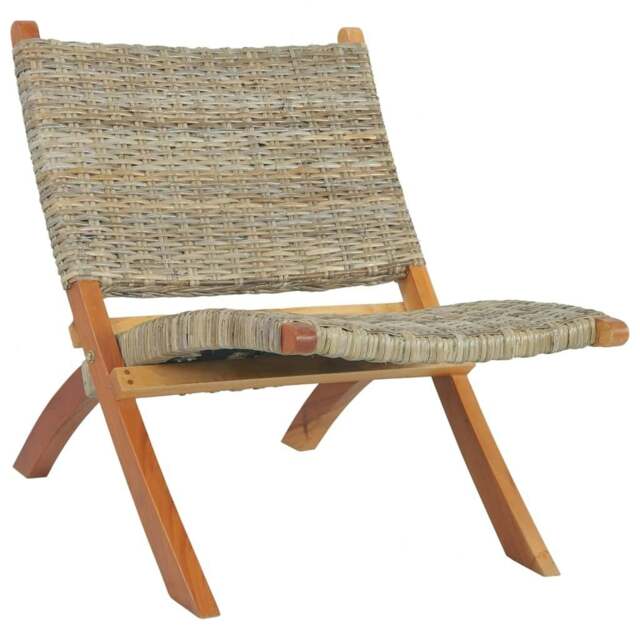 Rackhams Relaxing Chair Natural Kubu Rattan and Solid Mahogany Wood