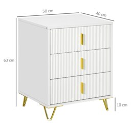 Rackhams 3 Drawer Dresser, Chest of Drawers Storage Cabinet, White - White - 3 - thumbnail 4