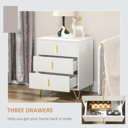 Rackhams 3 Drawer Dresser, Chest of Drawers Storage Cabinet, White - White - 3 - thumbnail 6