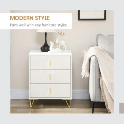 Rackhams 3 Drawer Dresser, Chest of Drawers Storage Cabinet, White - White - 3 - thumbnail 5