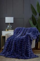 Rackhams Soft Chunk Ribbed Faux Fur Throw - 150x200 - Burnt Orange - Faux Fur - thumbnail 3