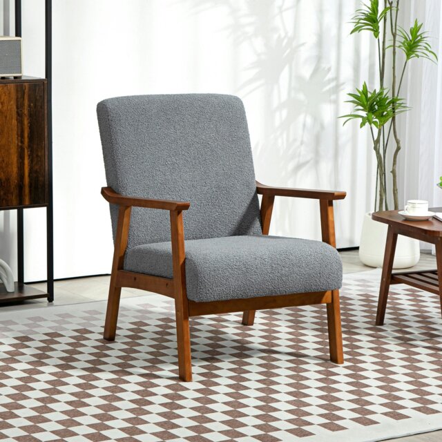 Rackhams Boucle Accent Chair Armchair W/ Wide Seat for Living Room - image 1