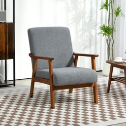 Rackhams Boucle Accent Chair Armchair W/ Wide Seat for Living Room - thumbnail 1