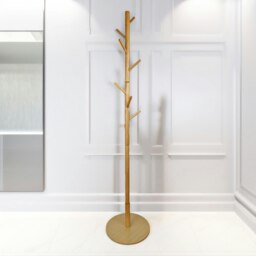 Rackhams Wooden Coat Stand With 8 Hooks Brown With Round Base - thumbnail 4