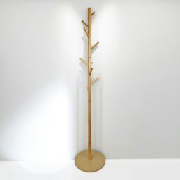 Rackhams Wooden Coat Stand With 8 Hooks Brown With Round Base - thumbnail 3