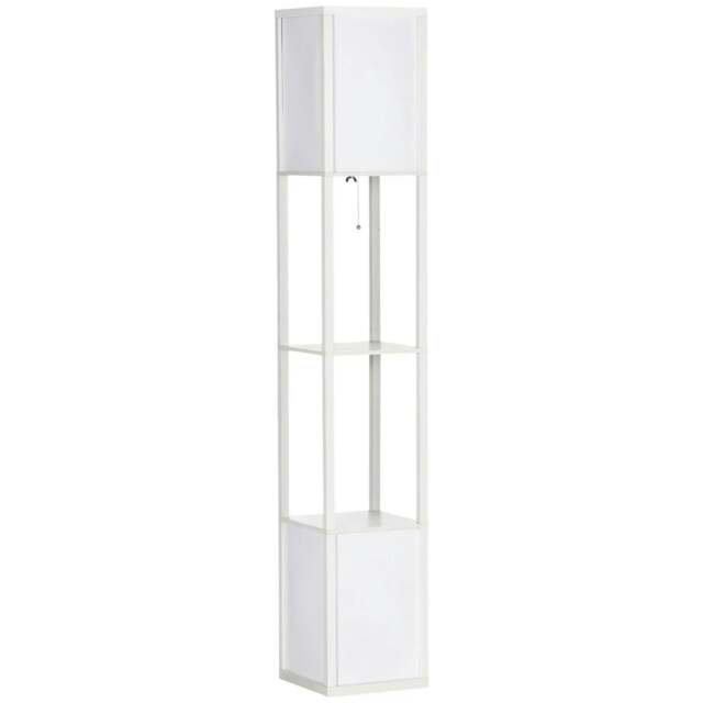 Rackhams 156cm Floor Lamp Shelving Unit - White - image 1