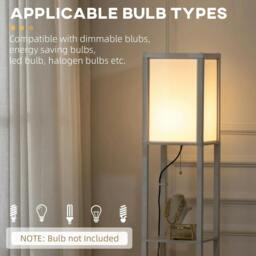 Rackhams 156cm Floor Lamp Shelving Unit - White - thumbnail 6