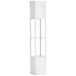 Rackhams 156cm Floor Lamp Shelving Unit - White - thumbnail 1