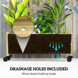 Rackhams Wooden Trellis Planter, Raised Garden Bed with Wheels, to Climb and Grow Vegetables, Herbs and Flowers, Natural - thumbnail 5