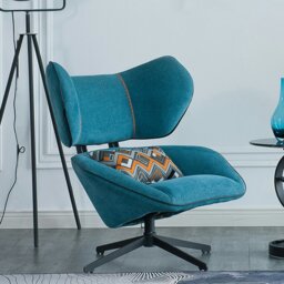 Rackhams Gallo Swivel Lounge Chair With Footstool, Blue - thumbnail 3