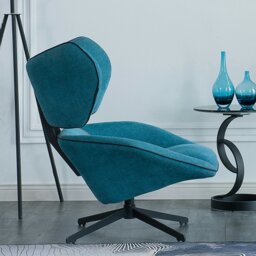 Rackhams Gallo Swivel Lounge Chair With Footstool, Blue - thumbnail 4