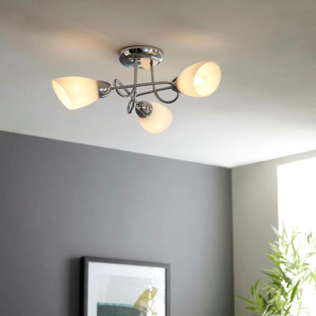 Rackhams Jaco 3 Light Polished Chrome Semi Flush Ceiling Light - image 1