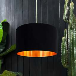 "Rackhams Black Velvet Lampshade With Copper Foil Lining - 70cm Diameter x 30cm Height / (27"" x 12"")" - thumbnail 1