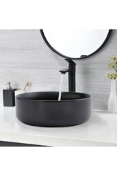 Rackhams Round Marble Black Vanity Bathroom Vessel Basin - Black - thumbnail 2