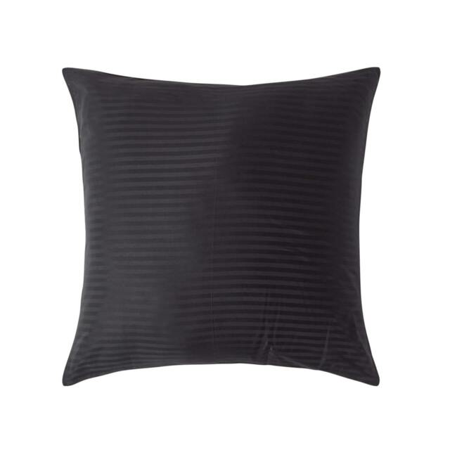 Rackhams Silky 330 TC Egyptian Cotton Satin Stripe Pillowcase, European Size - Black - 80 x 80 cm - image 1