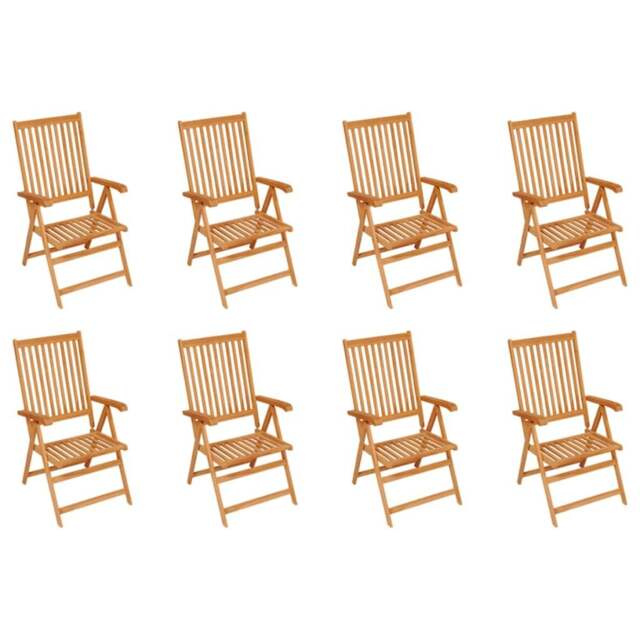 Rackhams Reclining Garden Chairs 8 pcs Solid Teak Wood