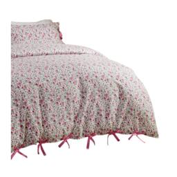 Rackhams Hannah Reversible Cotton Floral Duvet Cover Set - Pink - King - Pink - 100% Cotton - thumbnail 3