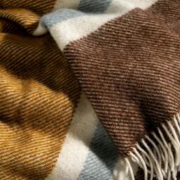 Rackhams Walnut/Ochre Brushed Wool Multi Stripe Throw - Walnut