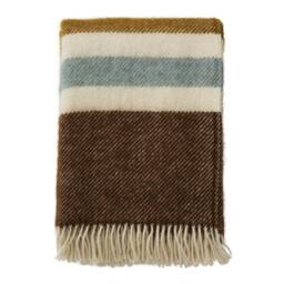 Rackhams Walnut/Ochre Brushed Wool Multi Stripe Throw - Walnut - thumbnail 4