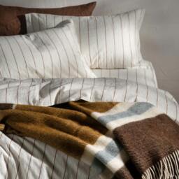 Rackhams Walnut/Ochre Brushed Wool Multi Stripe Throw - Walnut - thumbnail 3
