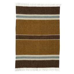 Rackhams Walnut/Ochre Brushed Wool Multi Stripe Throw - Walnut - thumbnail 5