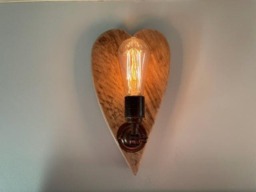 Rackhams Rustic Hearts Aglow – Wooden Love Heart Wall Light - With cable plug and switch - thumbnail 5
