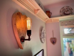 Rackhams Rustic Hearts Aglow – Wooden Love Heart Wall Light - With cable plug and switch - thumbnail 4