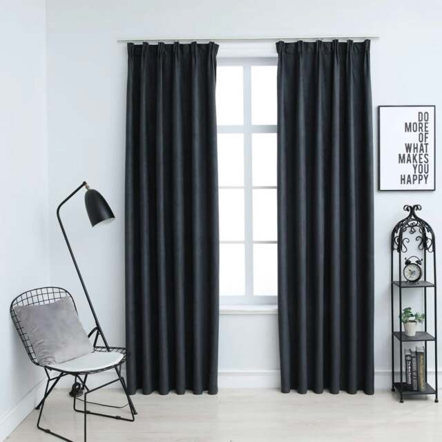Rackhams Blackout Curtains with Hooks 2 pcs Anthracite 140x175 cm - image 1