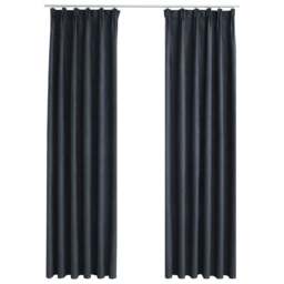 Rackhams Blackout Curtains with Hooks 2 pcs Anthracite 140x175 cm - thumbnail 2