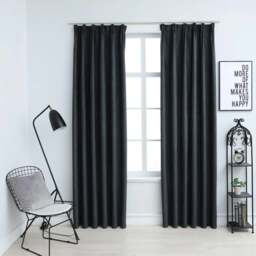 Rackhams Blackout Curtains with Hooks 2 pcs Anthracite 140x175 cm - thumbnail 1