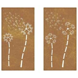 Rackhams Garden Wall Decorations 2pcs 105x55cm Corten Steel Flower Design - thumbnail 5