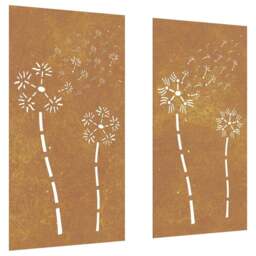 Rackhams Garden Wall Decorations 2pcs 105x55cm Corten Steel Flower Design - thumbnail 2
