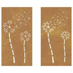 Rackhams Garden Wall Decorations 2pcs 105x55cm Corten Steel Flower Design - thumbnail 4