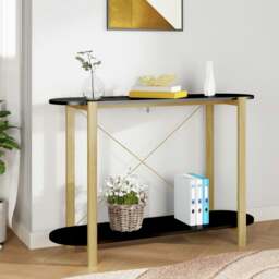 Rackhams Console Table Black 110x38x75 cm Engineered Wood - Black - Engineered wood, solid pinewood, metal
