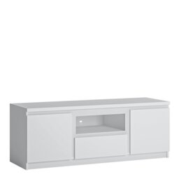 Rackhams Fribo 2 Door 1 Drawer 136cm Wide TV Cabinet in White - 1