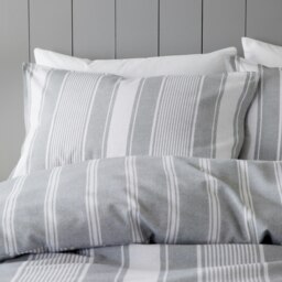 Rackhams Brushed Cotton Ticking Stripe Reversible Duvet Cover Set - Single - thumbnail 3