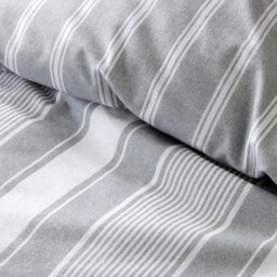 Rackhams Brushed Cotton Ticking Stripe Reversible Duvet Cover Set - Single - thumbnail 5