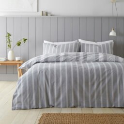 Rackhams Brushed Cotton Ticking Stripe Reversible Duvet Cover Set - Single - thumbnail 2