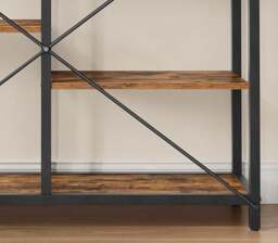 Rackhams 5-Tier Rustic Brown & Black Industrial Bookcase with 10 Compartments - thumbnail 6