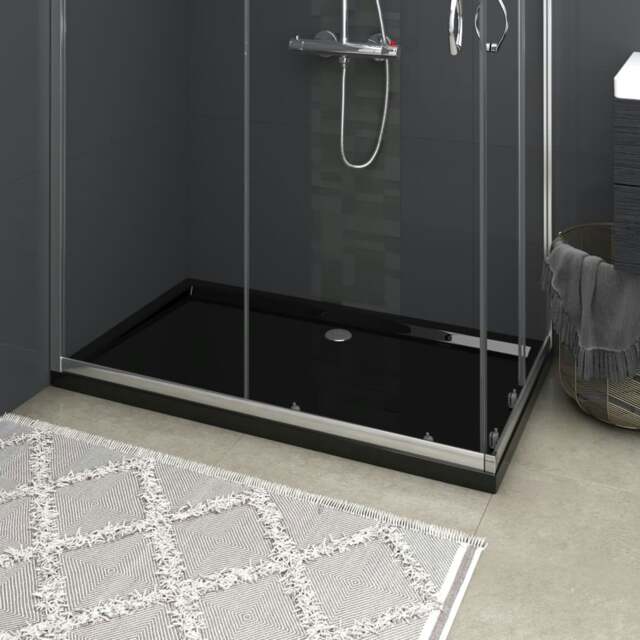 Rackhams Rectangular ABS Shower Base Tray Black 70x120 cm